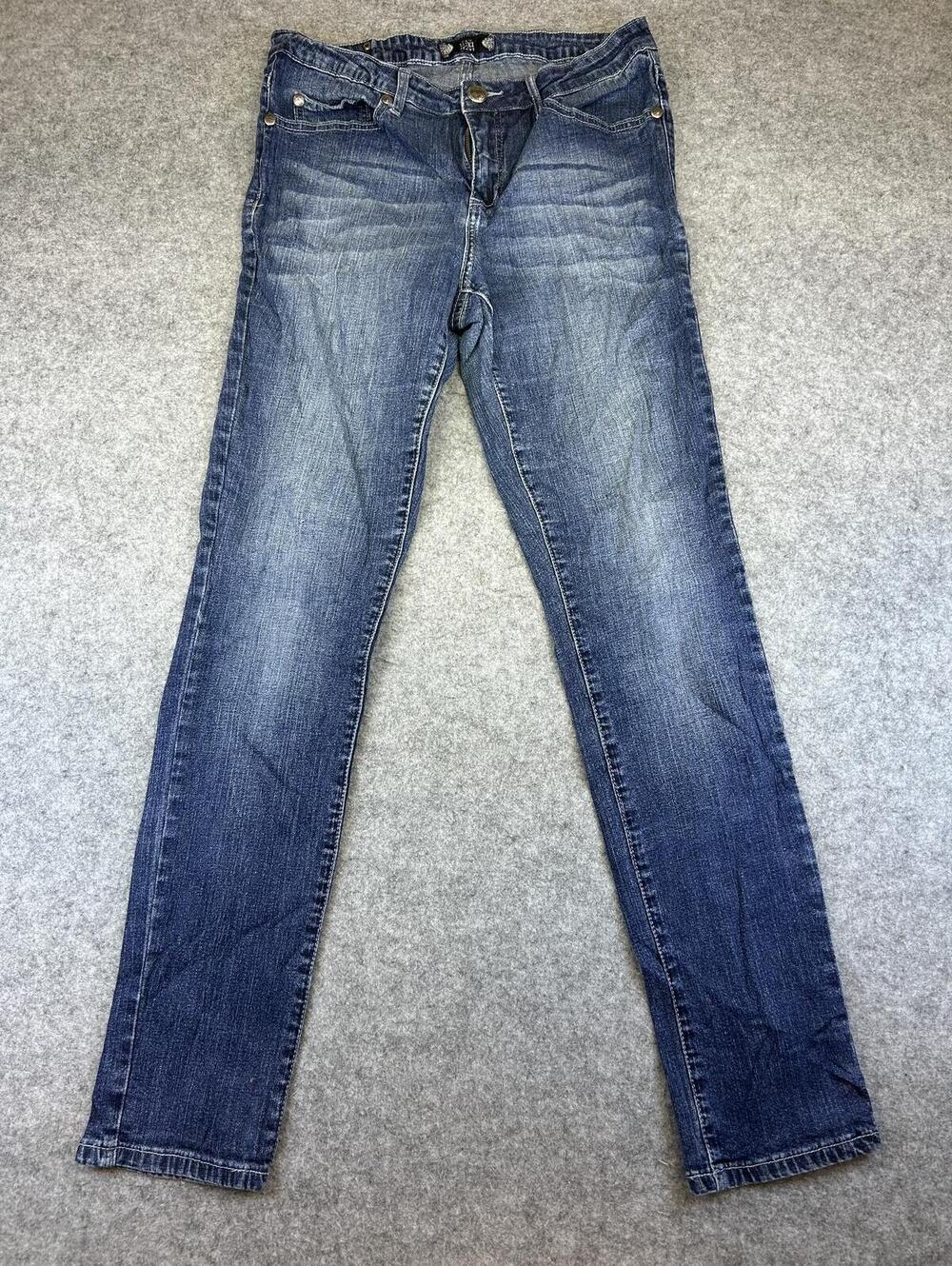 Tru Luxe Y2K Jeans Straight Leg 30x29 Dark Wash Denim Sz 10 Embroider Pocket